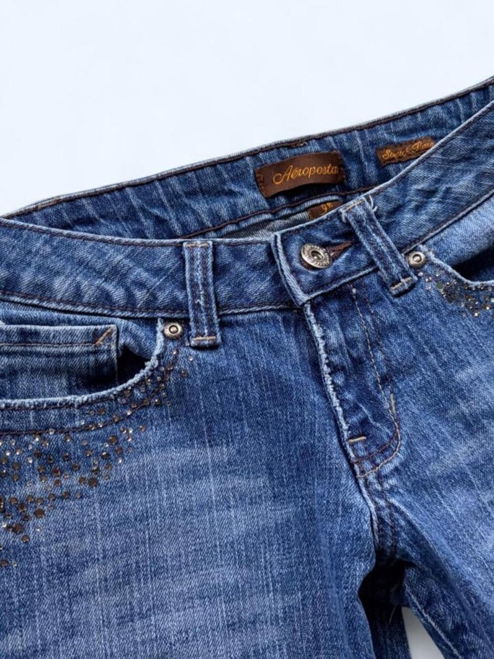 Vintage Y2K Aeropostale Low Rise Rhinestone Flare Jeans 0R